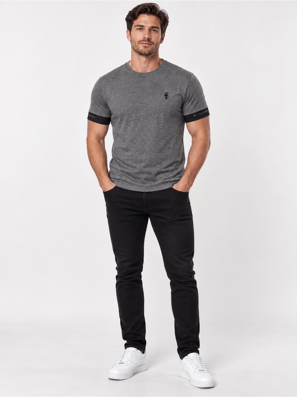 NWT Father Sons Gray Contrast Cuff Fitted T-Shirt Men’s Small